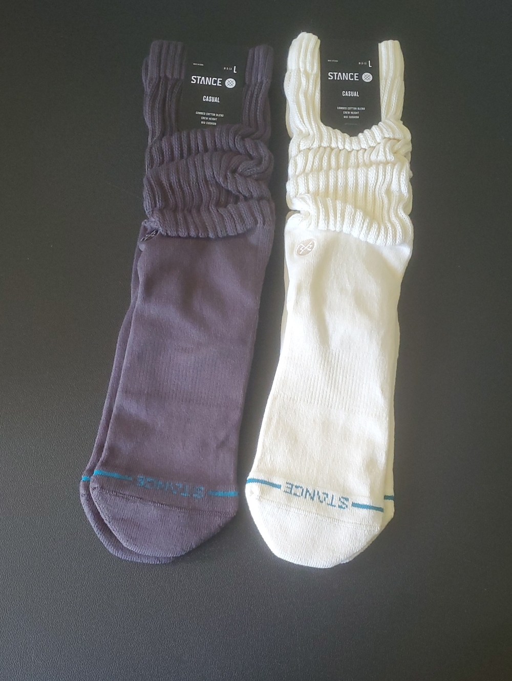 2 STANCE CASUAL SOCKS. CREW HEGHT,MID CUSHION SOCKS /SZ:LARGE